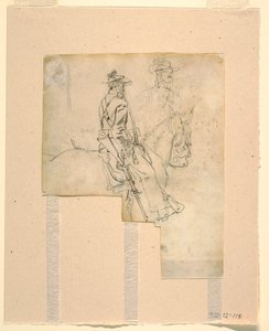 Rajz, lovas tiszt oldalnézetből, 1862 alkotó: Winslow Homer
