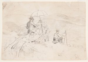 Rajz, tanulmány a "Művészek a Fehér-hegységben" és "A művész a vidéken" című munkákhoz, 1868 alkotó: Winslow Homer