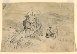 Rajz, tanulmány a "Művészek a Fehér-hegységben" és "A művész a vidéken" című munkákhoz, 1868 alkotó: Winslow Homer