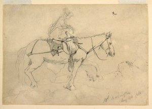Rajz, tanulmány a "Bridle Path, White Mountains"-hoz, 1868. augusztus 24. alkotó: Winslow Homer