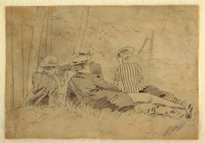 Rajz, tanulmány a "The Fishing Party"-hoz, 1869 körül. alkotó: Winslow Homer