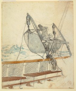 Rajz, tanulmány "A vészjelzéshez", 1881 alkotó: Winslow Homer