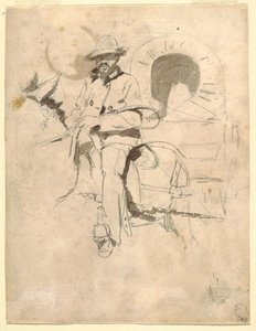 Rajz, Tanulmány egy afroamerikai csapatmunkásról, 1864 körül. alkotó: Winslow Homer