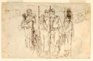Rajz, A sétáló sebesültek, 1861-62 alkotó: Winslow Homer
