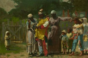 Öltözködés a karneválra, 1877. alkotó: Winslow Homer