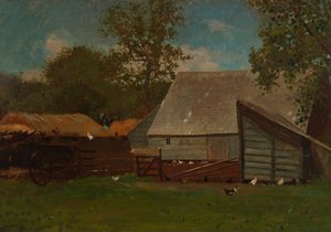 Tanyaudvar kacsákkal és csirkékkel, 1872-73. alkotó: Winslow Homer