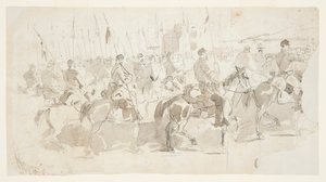 McClellan tábornok hatodik lovasezrede, útnak indul Alexandriában az Old Point kényelméért alkotó: Winslow Homer
