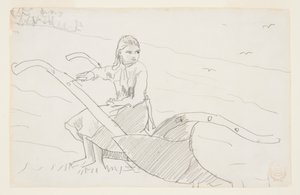 Lány ül egy ekén alkotó: Winslow Homer