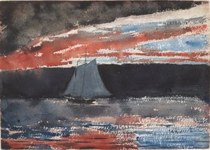 Szkúner naplementekor alkotó: Winslow Homer