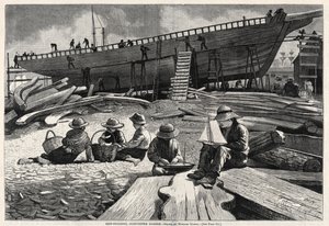 Hajóépítés, Gloucester kikötője, 1873. alkotó: Winslow Homer