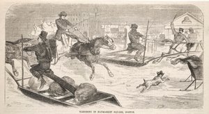 Szánkózás a Haymarket Square-en, Boston, 1859. alkotó: Winslow Homer