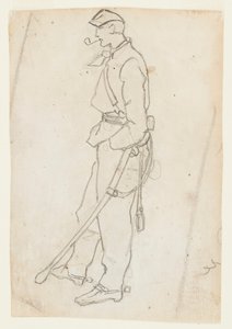Katona karddal és csővel alkotó: Winslow Homer