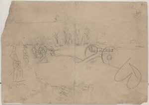 Katonák és ágyú [verso] alkotó: Winslow Homer