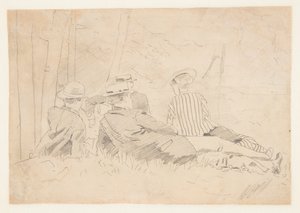 Tanulmány a "The Fishing Party" számára alkotó: Winslow Homer