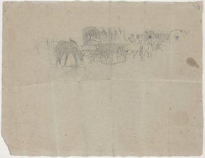 Ellátó vonat és öszvérek [verso], 1864. alkotó: Winslow Homer