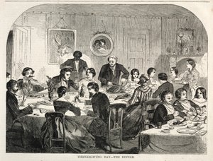 Hálaadás napja – A vacsora, 1858. alkotó: Winslow Homer