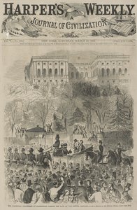 Beavató felvonulás Washingtonban a Capitol Grounds kapuja előtt (különleges művészünk vázlatából), 1861 (fametszet) alkotó: Winslow Homer