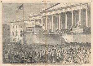 Abraham Lincoln beiktatása az Egyesült Államok elnökévé a Capitoliumban, Washingtonban, 1861. március 4.; Harpertől alkotó: Winslow Homer