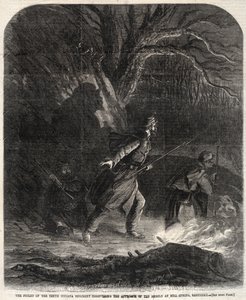 A 10. Indiana-ezred őrszeme felfedezi a lázadók közeledtét Mill Springben, Kentuckyban alkotó: Winslow Homer