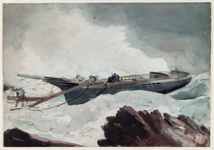 The Wrecked Schooner, 1900-10 körül (akvarell és szén, papír) alkotó: Winslow Homer