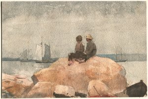 Két fiú nézi a szkúnárokat alkotó: Winslow Homer