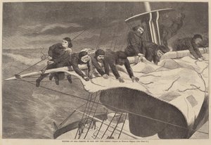 Tél a tengeren – Vitorlázás a partról, 1869-ben jelent meg. alkotó: Winslow Homer