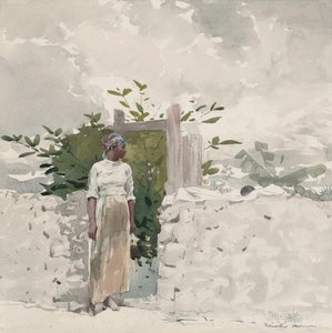 Nő áll egy kapu mellett, Bahamák alkotó: Winslow Homer