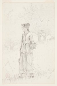 Fiatal nő hordozó kosarat alkotó: Winslow Homer