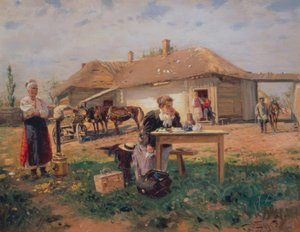 A tanító érkezése a faluba alkotó: Wladimir Jegorowitsch Makowski