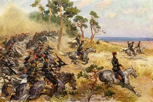 Német 1. huszárok gyakorlatokon (színes litó)