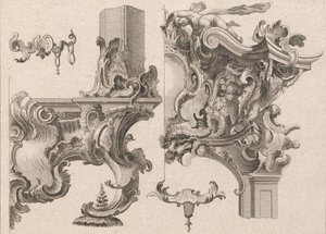 Javaslat egy oltárkeret jobb alsó és jobb felső részének díszítésére..., Nyomtatott kb. 1750-56. alkotó: Wolffgang Christoph Mayr