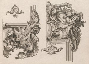 Javaslat egy oltárkeret jobb alsó és jobb felső részének díszítésére..., Nyomtatott kb. 1750-56. alkotó: Wolffgang Christoph Mayr