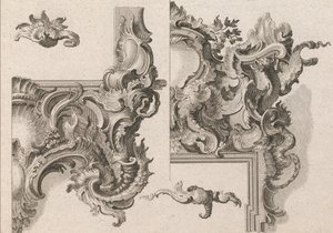 Javaslat egy oltárkeret jobb alsó és jobb felső részének díszítésére..., Nyomtatott kb. 1750-56. alkotó: Wolffgang Christoph Mayr