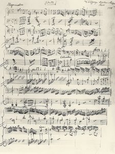 Az a-moll zongoraszonáta eleje. KV310. Autogram. 1778