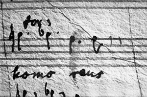 Mozart Requiemjének partitúrája, utolsó hangjegyei ... alkotó: Wolfgang Amadeus Mozart