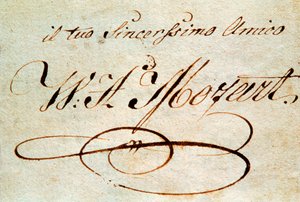 Wolfgang Amadeus Mozart (1756-1791) osztrák zeneszerző aláírása
