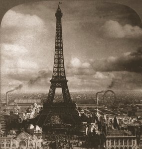 300 méter magas Eiffel-torony a Szajnán túl a Trocadero-tól, Párizs, Franciaország, 1901.