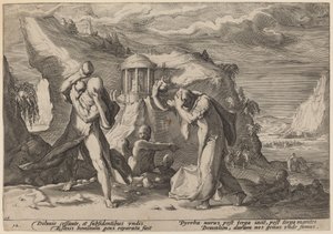 Deucalion és Pyrrha népesíti a Földet alkotó: Workshop of Hendrick Goltzius, after Hendrick Goltzius