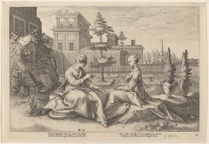 Juno Beroe formájában, Figyelmeztetés Semele alkotó: Workshop of Hendrick Goltzius, after Hendrick Goltzius