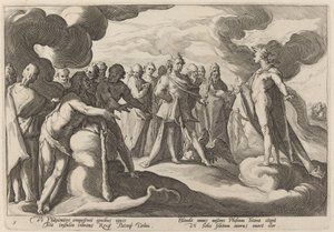 Jupiter és az istenek arra kérik Heliost, hogy vegye újra a szekér irányítását alkotó: Workshop of Hendrick Goltzius, after Hendrick Goltzius
