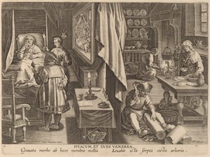 Guaiacum és nemi fertőzés alkotó: Workshop of Philip Galle after Jan van der Straet