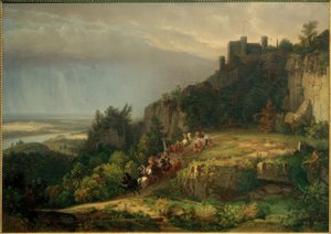 W.Whittredge, harc a kastély előtt (Burg Drachenfels)