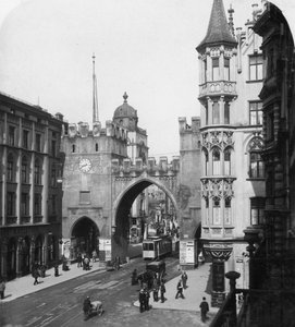 Karlstor Gate, München, Németország, 1900-as évek.