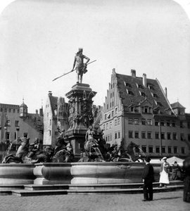 A Neptun-kút, Nürnberg, Németország, 1900-as évek.