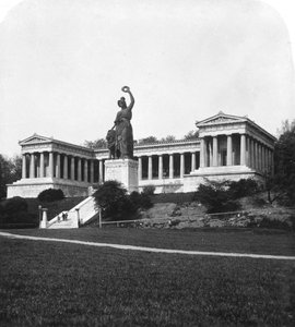 A Ruhmeshalle és Bajorország szobra, München, Németország, 1900 körül