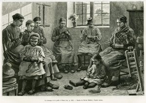 A szalmafonásnak Sluze van. Xavier Mellery metszete a La Belgique történet illusztrálására, Camille Lemonnier, in le tour du monde 1886, rendező: Edouard Charton (1807-1890), Hachette, Párizs.