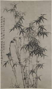 Bambusz és sziklák, 1760 körül (tinta, papír) alkotó: Xie Zheng