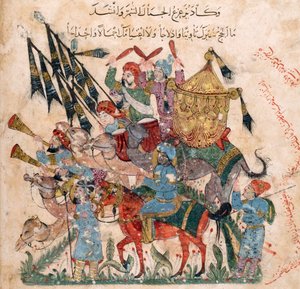 Zarándokkaraván Ramlehben az al-Harîrî Maqâmât kéziratából, 1237