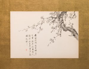Prunus Blossoms, hajtogatott paraván, 1. tábla a 4-ből, Edo-korszak 1844 (tinta, papír) (lásd még 752779-82) alkotó: Yamamoto Baiitsu