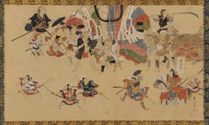 Utcai jelenet egy fesztivál alatt, kb. 1750-70. alkotó: Yamamoto Fujinobu